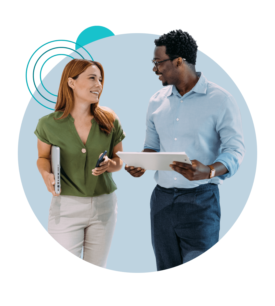 business partners disucssing success